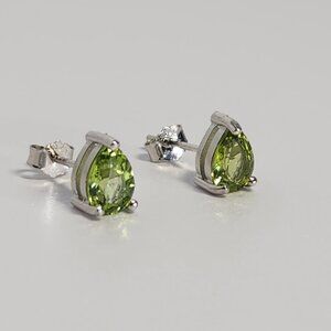 Peridot Pear Cut 5x7 1.5 cttw Post Earrings Sterling Silver